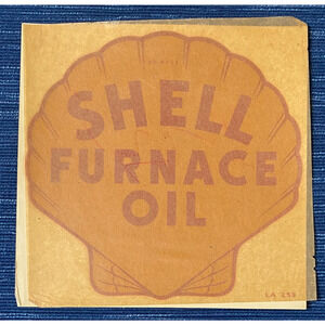 Vintage 50's NOS Shell Furnace Oil Service Station Lubester Globe Pump Decal 6"